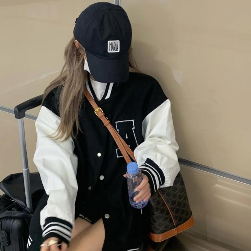 Baseball uniform for women in spring and autumn, ins trendy Korean version, versatile jacket, bf lazy style couple, retro casual top, thin section