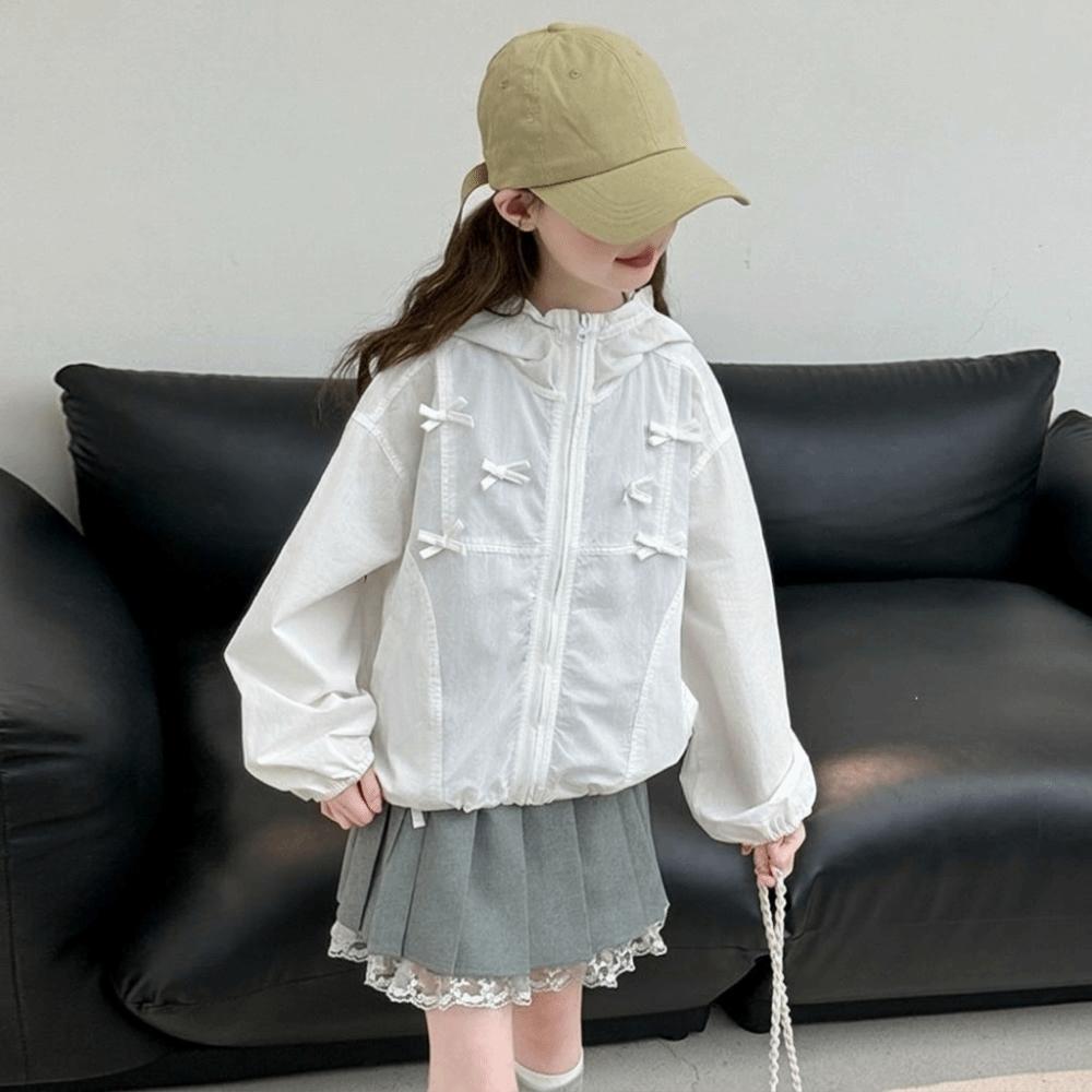 Breathable Girls Sun Jacket Sheer Look Hooded Jacket Children Outerwear  Summer Outings