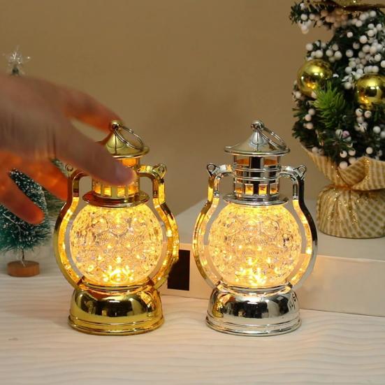 LED Christmas Night Lamp Flame-Free Warm Glow Creative Honeycomb Design Retro Night Light for Home Room Decor