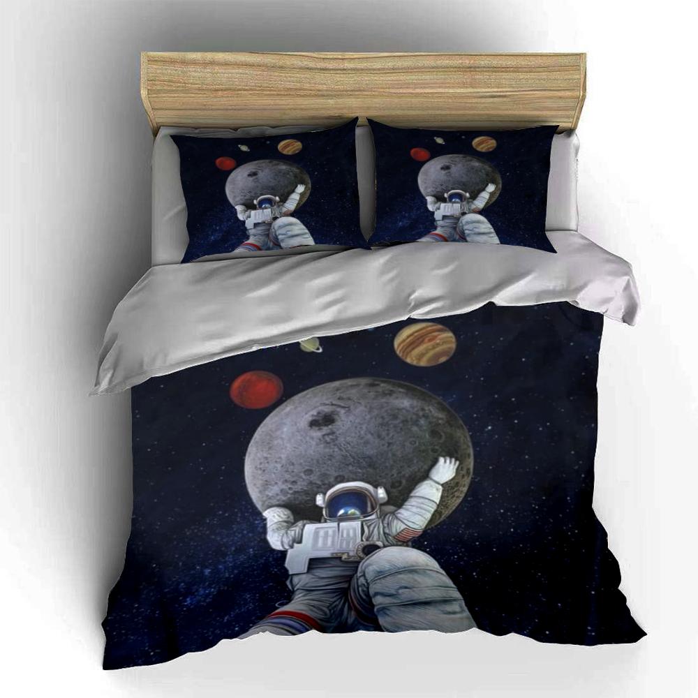Astronaut and Planets Space Theme Bedding Bedding set (1 duvet cover, 2 pillowcases, duvet not included)