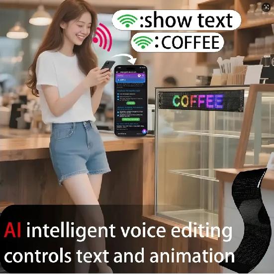 AI voice control Demon Eyes Car LED Display Programmable Flexible LED Display Soft Sign Board Pixel Custom Led Panel Christmas
