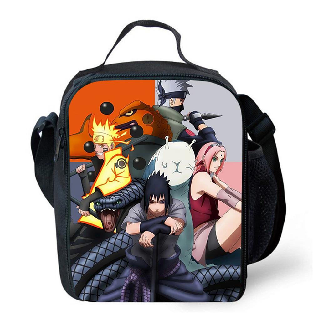NARUTO Anime Cartoon Kids Insulated Thermal Lunch Bag, Lightweight Portable Children Picnic Tote Bag for Boys & Girls Age 5-11