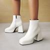 Candy Color Women Boots Custom Square Toe Patent Leather High Heels Ankle Boots Women Platform Shoes Winter Pumps Botas WSH4986