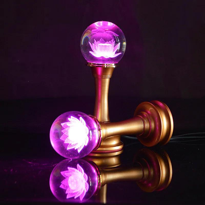 Home decoration, colorful crystal lotus lamp, Buddha supply lamp, Buddha worship LED lamp, Buddhist temple decoration, safe plug