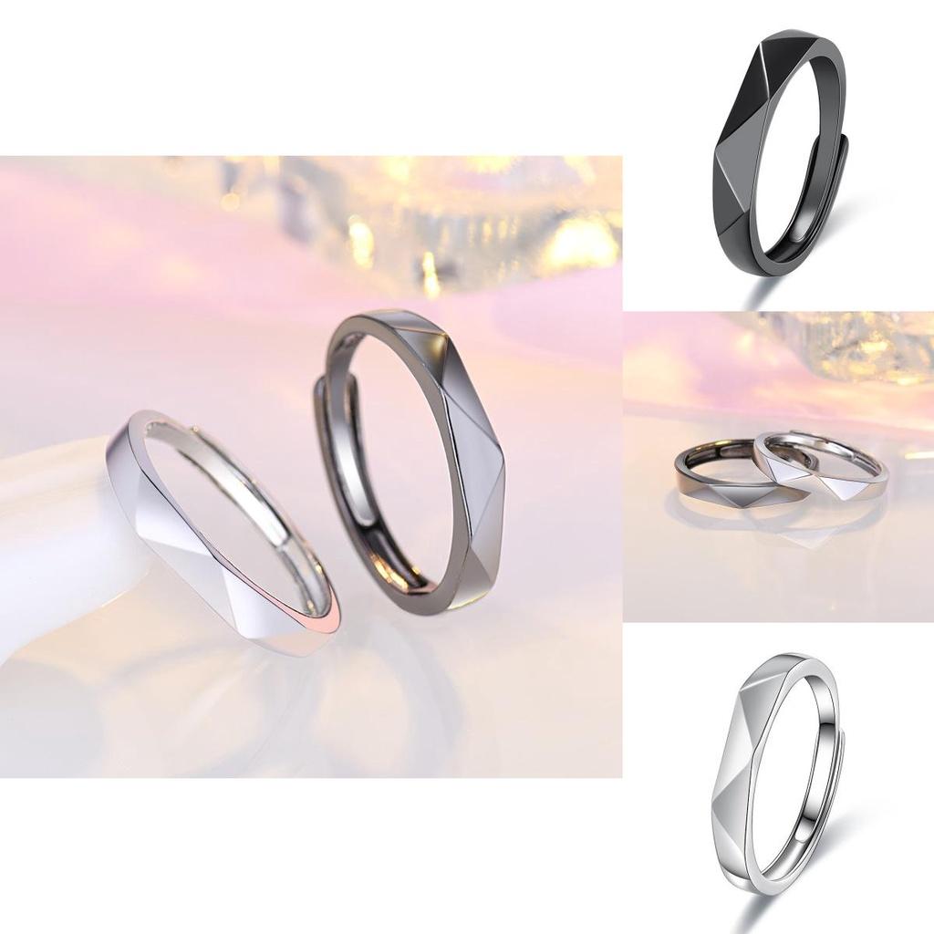 Stylish And Personalized Copper Geometric Rings Adjustable Opening Rings Couple