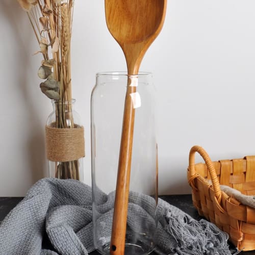 STOBAZA Wooden Spatula, Long Handle Cooking Spatula Turner, Kitchen Wok Spatula Utensil, Flat Frying Spatula Spatula Cooking Shovel Flipper Scoop Kitc