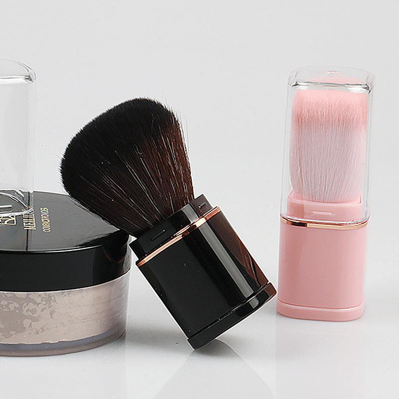 Pincel Cosmético Retrátil Mini Portátil para Pó Facial Blush Iluminador Cerdas de Fibra
