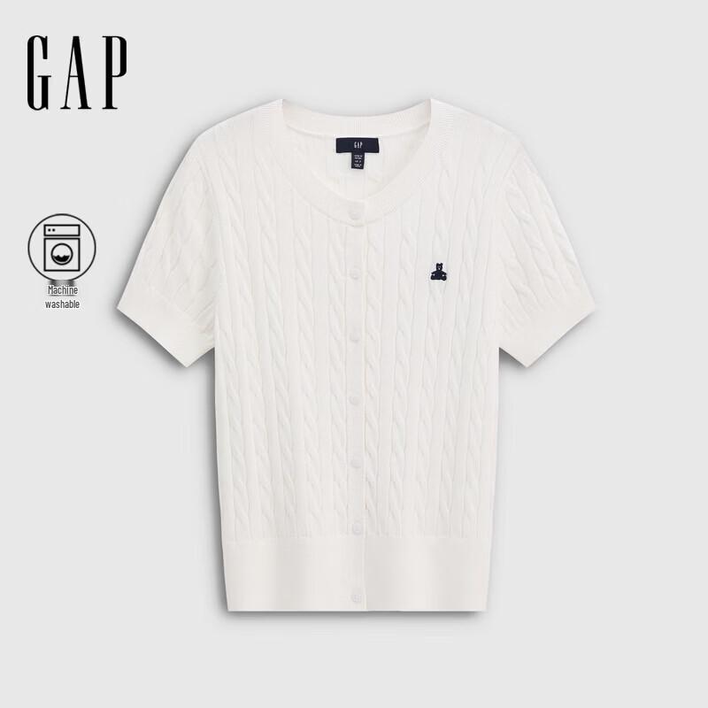 Gap Women's Logo Cable Knit Short Sleeve Cardigan