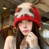 Jacquard Slouchy Beanie Hat Ear Protection Earflap Hat Vintage Knitted Beanie Hat  Japanese Style