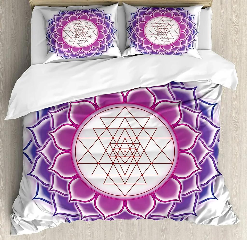 Chakra Color Geometry Yoga Duvet Cover Bed Bedding Set Double Home Textile Quilt Cover Pillowcases Bedroom Bedding Set No Sheet