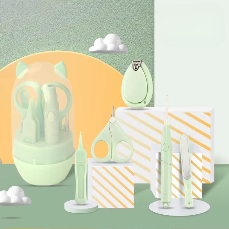 

Детский набор щипчиков для ногтей, детские пинцеты, ножницы, уход за новорожденными, светящиеся ложки для ушей, детские триммеры для ногтей, инструменты для ухода за ногтями для малышей, 5 шт./набор