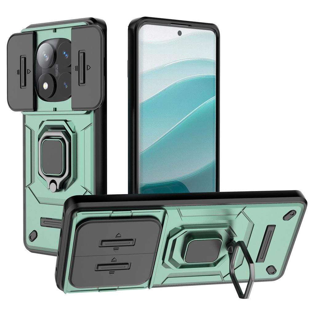 For Xiaomi Redmi Note 14 Pro 5G/Poco X7 5G Case PC+TPU Kickstand Phone Protector with Lens Cover