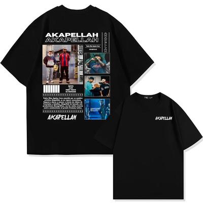 Rapper Akapellah Album Tour 2025 Obalové tričko, Pánské oblečení, Módní Hip Hop Street Tričko Volné Ležérní Bavlna Krátký rukáv