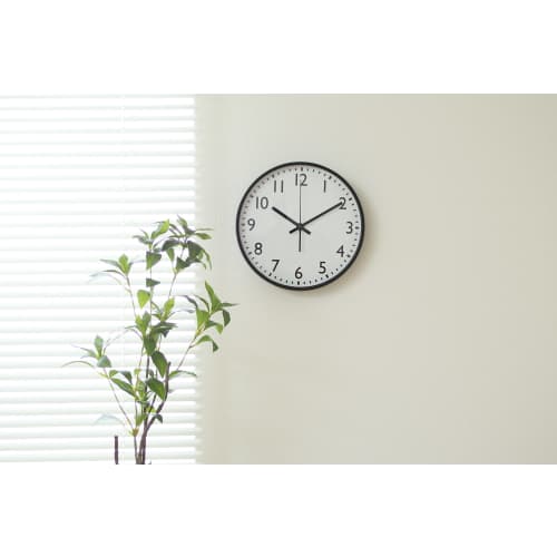 Fujiboeki Wall Clock, 25cm W X 4cm D X 25cm H, Black, Silent, Continuous Second Hand, Simple Design, 37858, Small