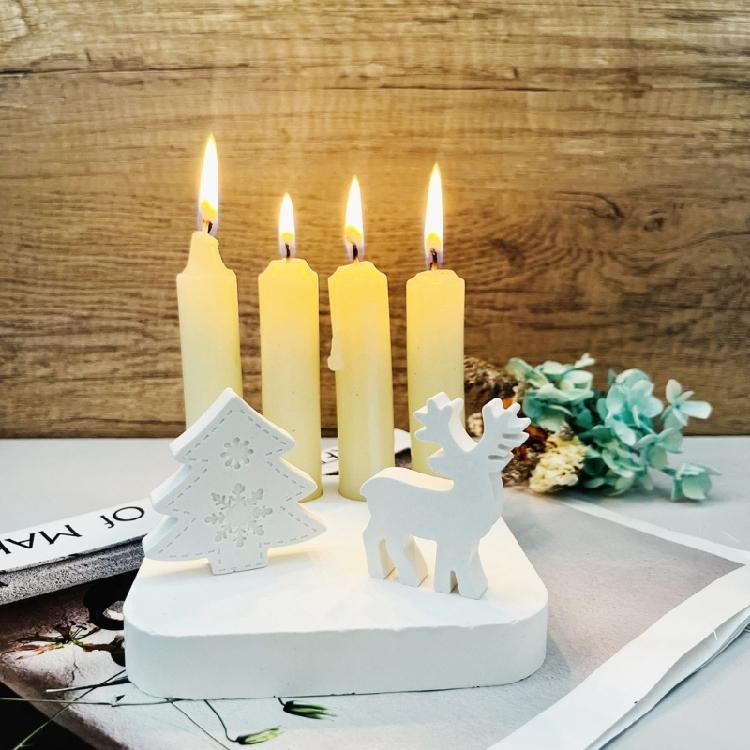 Four Holes Candle Holder Silicone Mold European Candlestick Cement Plaster Craft Mould DIYs Resin Candle Stand Molds
