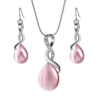 1 Set Sposa Collana Orecchini Kit Ciondolo Waterdrop Anello intrecciato con strass Elegante lusso ipoallergenico