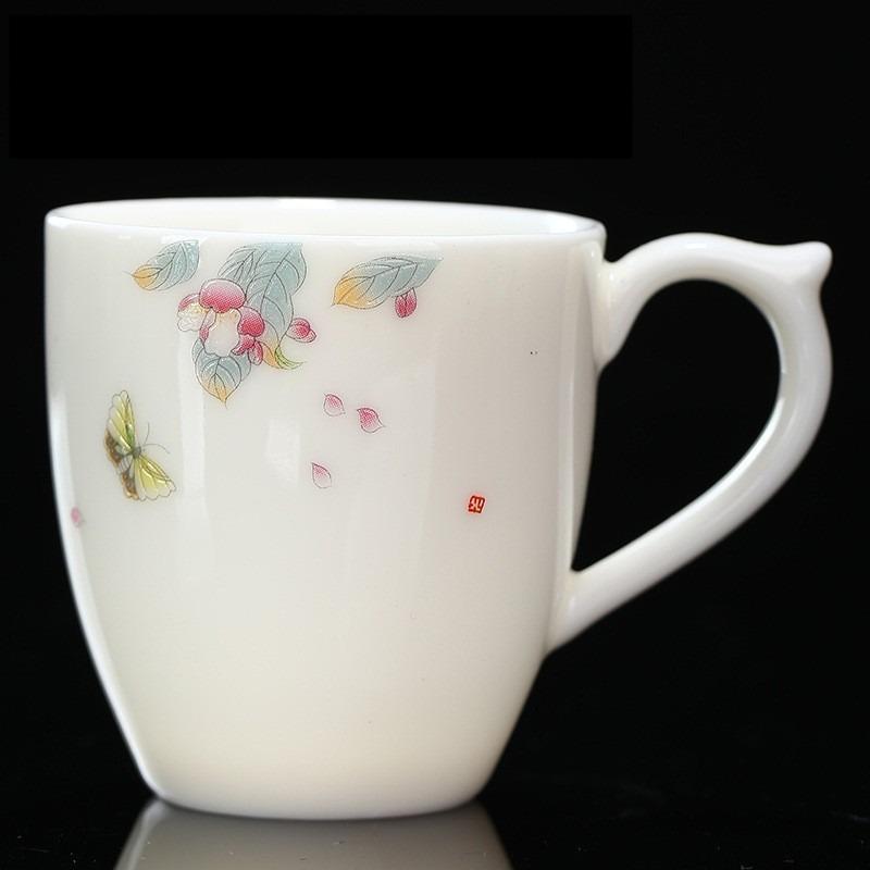 1PC Jade Porcelain Gold Rim Tea Cup Creative Kung Fu Ceramic Cup Kitchen Dining Home Tableware Supplies 200ml