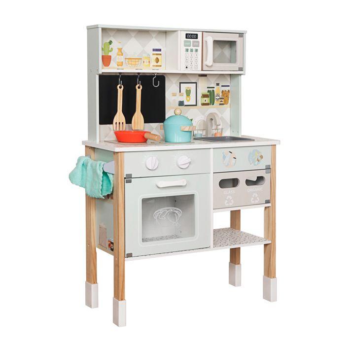 Cuisine en bois pour enfant - GINGER HOME - GINGER HOME - Plaque électronique - Micro-ondes électronique - Évier et accessoires