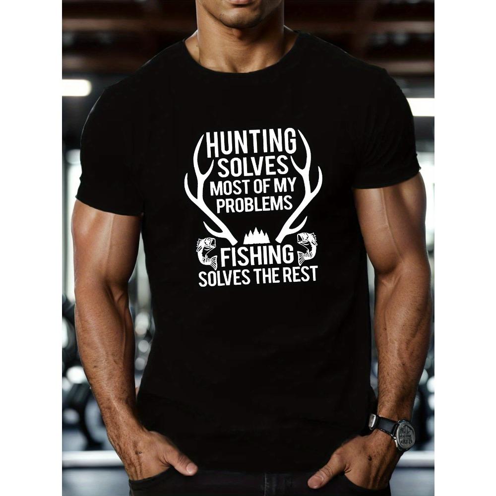 European Sizes Wildlife Enthusiast's Favorite - HUNTING AND FISHING Printed Short Sleeve Round Neck Casual T-Shirt - Soft, Breathable