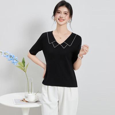 Damen Premium Strick-T-Shirt aus Maulbeerseidenmischung