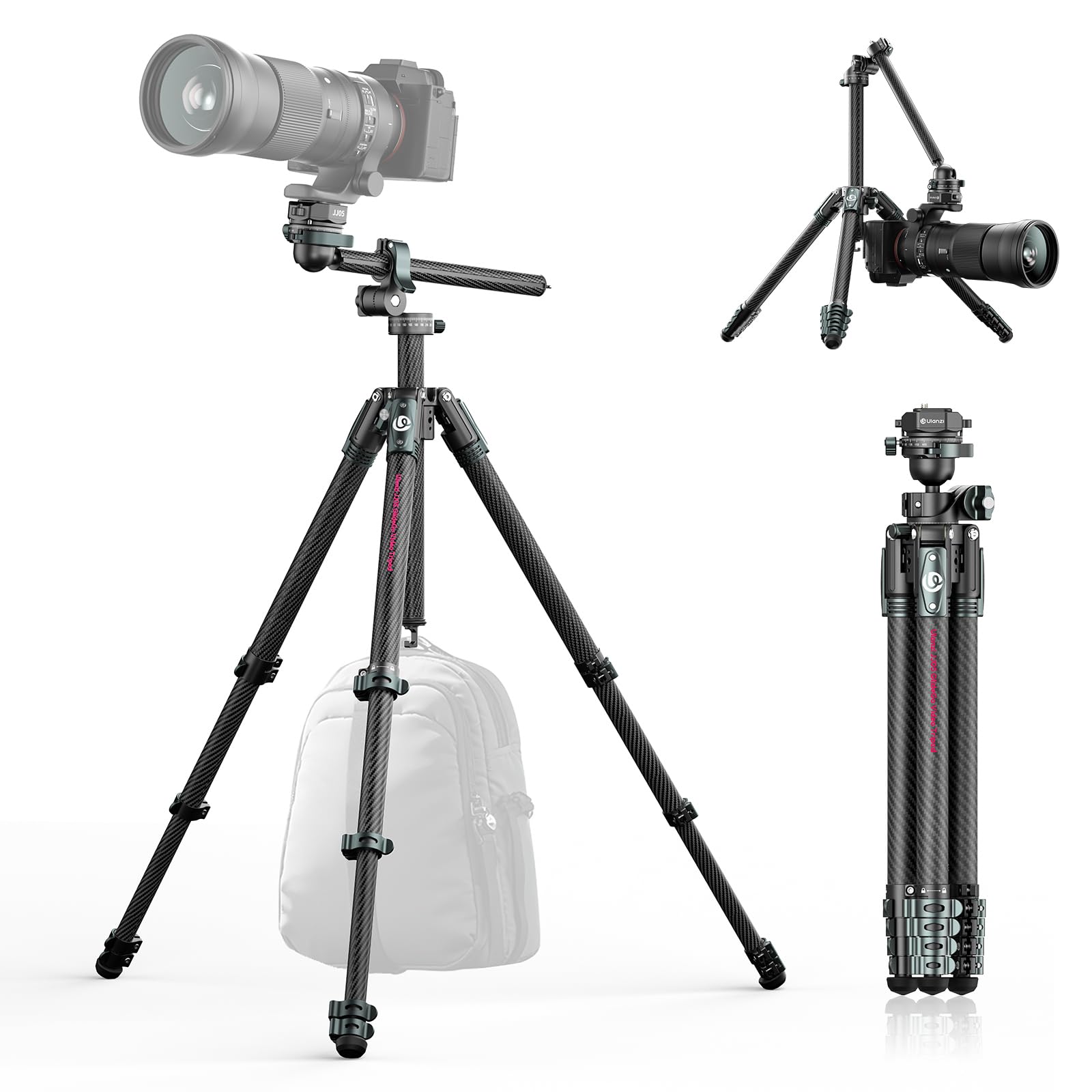 

Ulanzi JJ05 Camera Lightweight and Portable Carbon Fiber Travel Compatible with Quick F38 Quick 184cm Telescopic Ball Panoramic Center Axis 18kg Load