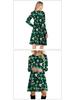 Irish Shamrock Digital Print Long Sleeve Dress - Round Neck, European & American Style