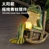Solar Powered Rocking Chair Frog Resin Statue, Cute Frog Figurine with Solar Light, Patio Yard Garden Decoration
