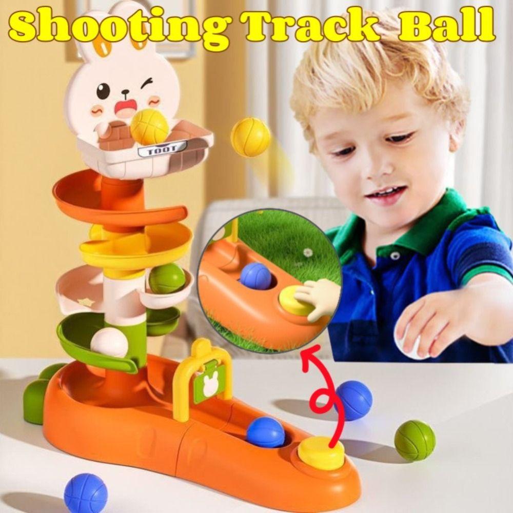 Rotating Design Rabbit Rail Car Ball Toys Press Mechanism Track Turn Around Toy Toddler Activities