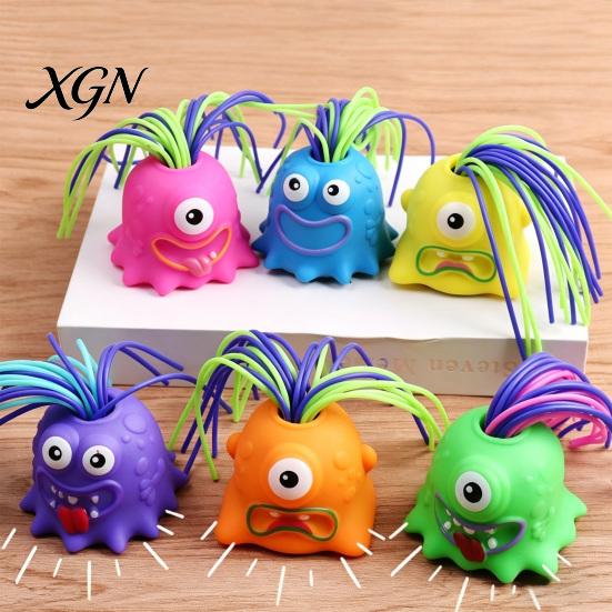 Screaming Devil Toy Hair Pulling Demon with 6 Sound Effects Stress Anxiety Kids Relief Colorful Plucking Sensory Fidget Party Favors
