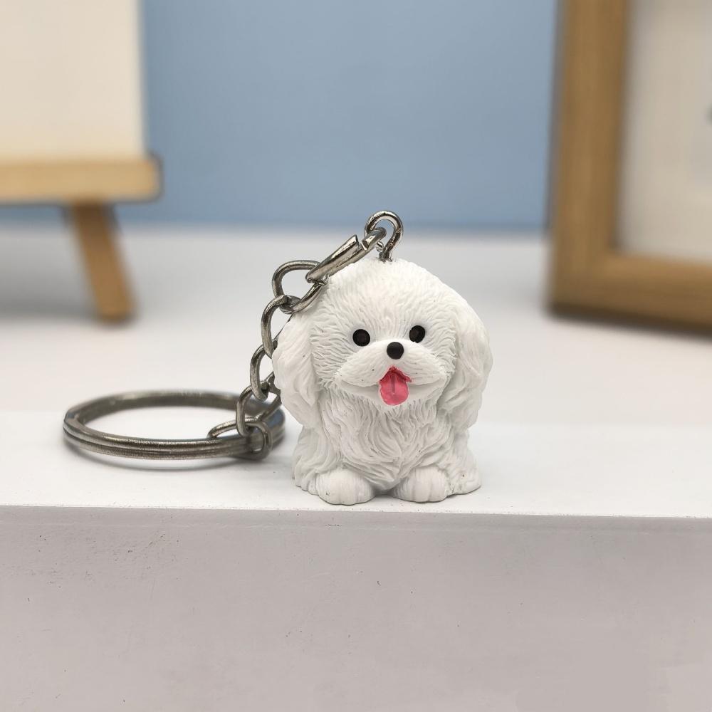 

Cute Resin Dog Keychain 3D Simulation Animal Keyring Pendants Backpack Bag Ornament Decorative Accessories for Women Girls Gifts