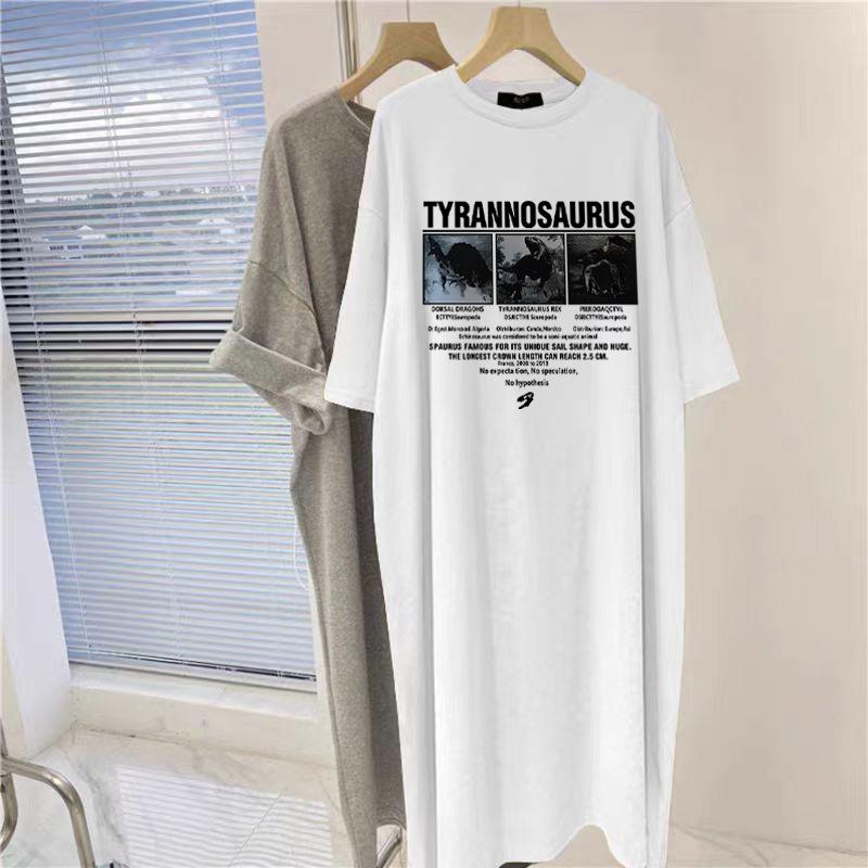 New Maternity Summer Top Fashion Pure Cotton Korean Version Loose Short-sleeved T-shirt Skirt Dress Medium and Long