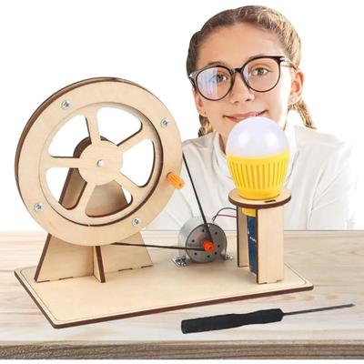Crank Hand Generator Kit Wooden Diy Science Experiment Toy Kids Physics Educational Kits Electricity Materials Package Building