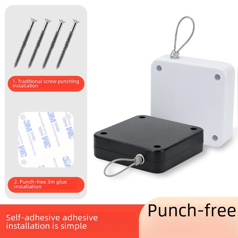 Bezhlučný automatický dveřní zavírač bez nutnosti vrtání: Jednoduchý tlumič pro domácí dveře, posuvné a zavírání pomocí tažného lanka