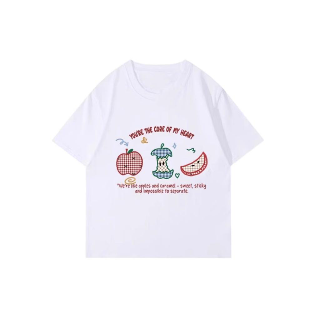 Summer new niche special cartoon sweet couple wear cotton short-sleeved T-shirt casual versatile men's and women's tops