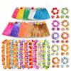 40PCS Party Atmosphere Decoration Summer Outdoor Festival Party Grass Skirt Props Hawaiian Fun Vacation Grass Skirt 40CM Set