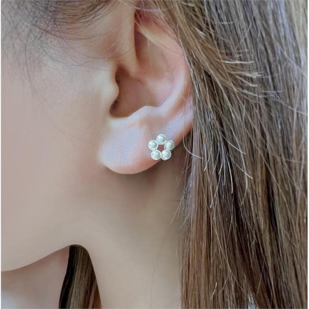 Silver 925 Pearl Flower Ball Piercing (S8959192)