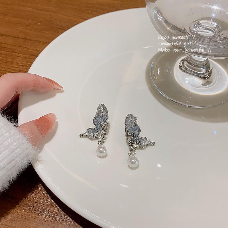 

Серьги-бабочки из серебра 925 пробы с синим жемчугом — универсальные и элегантные для женщин A1328 серебряный