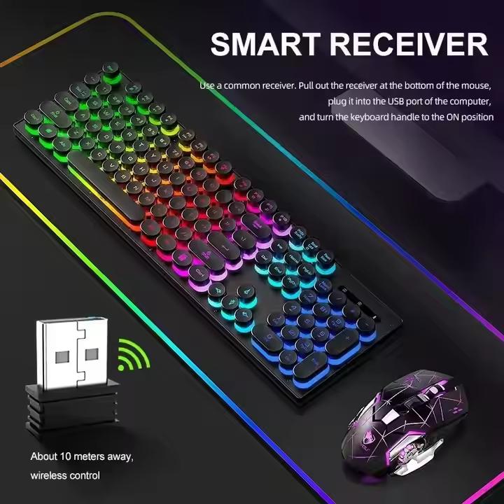 Hot Sale VONN TF380 Rechargeable Wireless Gaming Keyboard Mouse Combo 6D Backlight Keyboard Mouse 2 In 1 Set for Gamer
