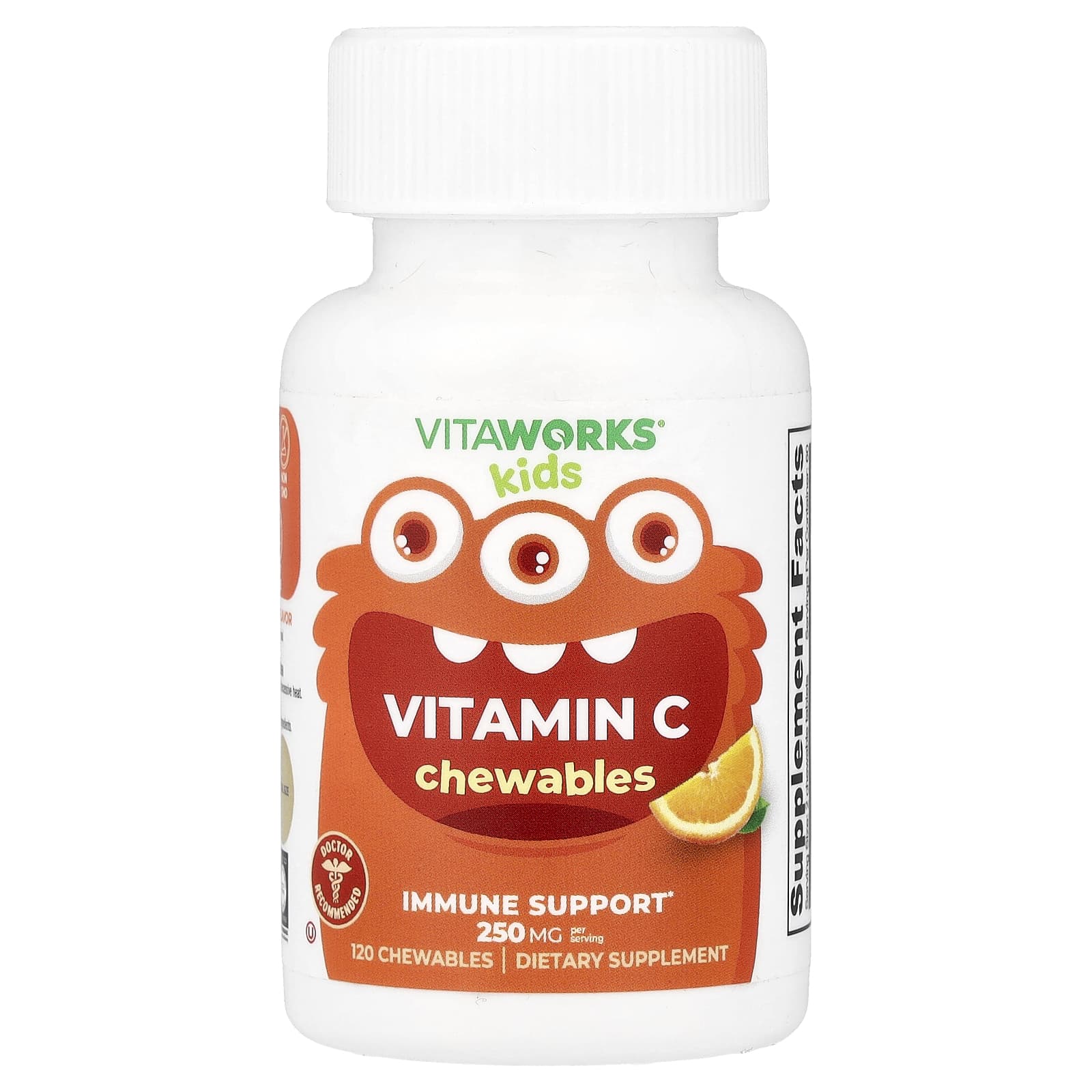

VitaWorks, Children s, Vitamin C Chewables, Sour Orange, 120 Chewable Tablets (125 mg per Chewable)