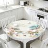 Водонепроникна кругла скатертина ПВХ Маслостійка накидка на стіл Квітка Лист лотоса Риба Скатертина для столу Захист столу для їдальні Патіо Пікніка Вечірки В приміщенні На вулиці