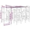 VidaXL Ensemble de bar de jardin 7 pcs blanc bois de pin massif, ensemble de bar, ensemble de meubles, ensemble de bar 3154761