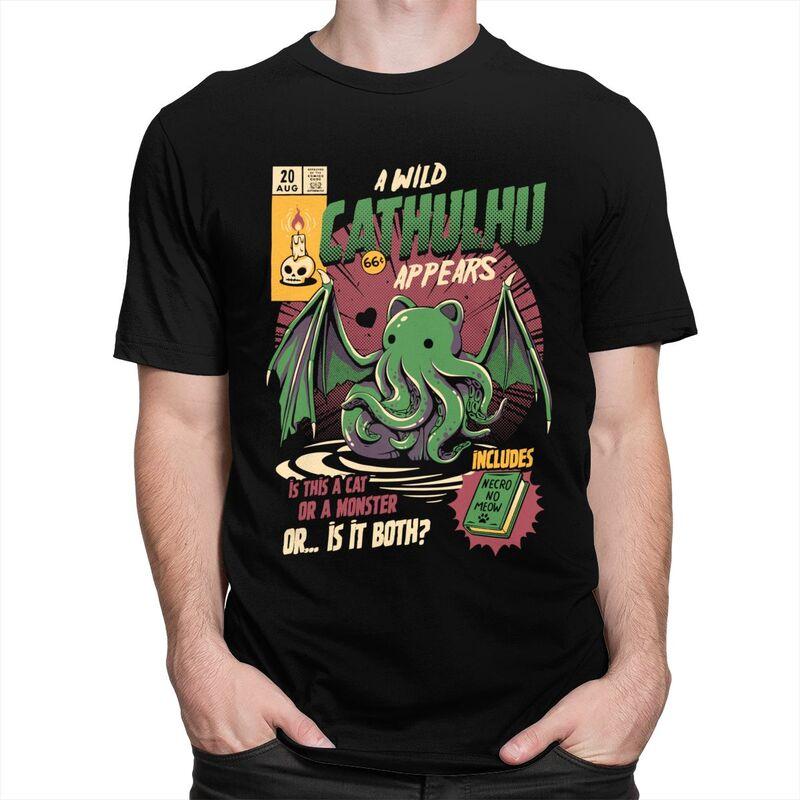 Custom Classic A Wild Cthulhu T Shirts Men ShortSleeve Lovecraft Movie Tshirts Casual Tee Pure Cotton Slim Fit Tshirts Gift