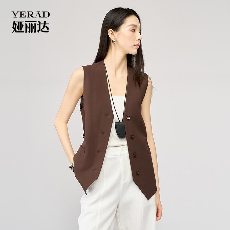 Commuting temperament, collarless suit, vest for women this year, simple temperament, casual waist cinched vest