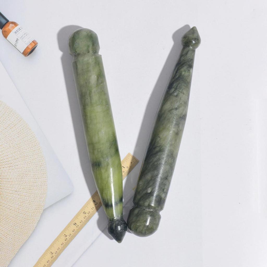 Jade Akupressur Massagestab Grün Glattes Gua Sha Werkzeug für Gesicht Hals Rücken Schmerzlinderung Entspannungstherapie 12,9 cm