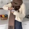 Solid Color Winter Cashmere Scarf Soft Shawl Wrap New Long Tassel Scarves  Women