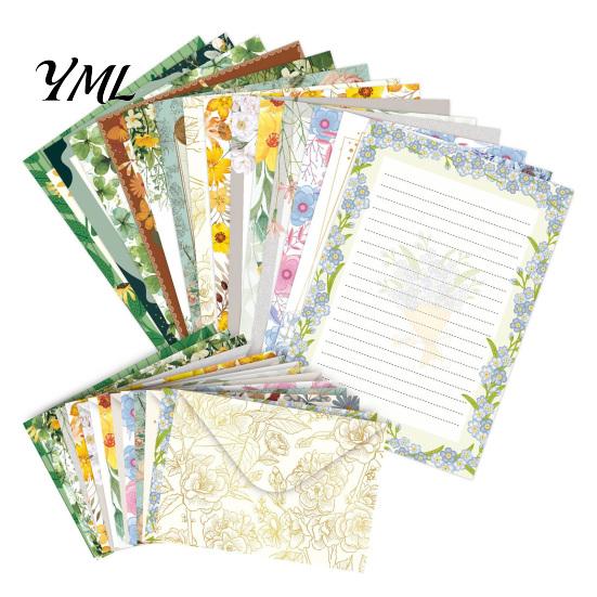Floral Patterned Envelopes 5Pcs Butterfly Stationery Paper Envelope Set, Vintage Writing with Lined Artistic Message Pages, Letter Kit for Letters,