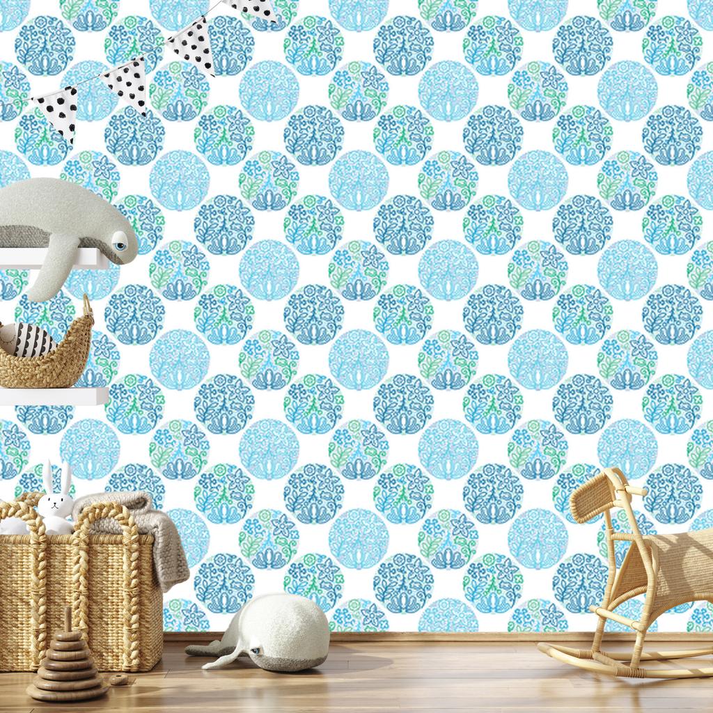 Wallpaper Turquoise Plants Pattern for Living Room and Bedroom 50x1000