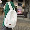Schoolbag Junior High School Students Washed Canvas Double Back Large Capacity Solid Color Simple Leisure Backpack Outdoor Travel Double Back