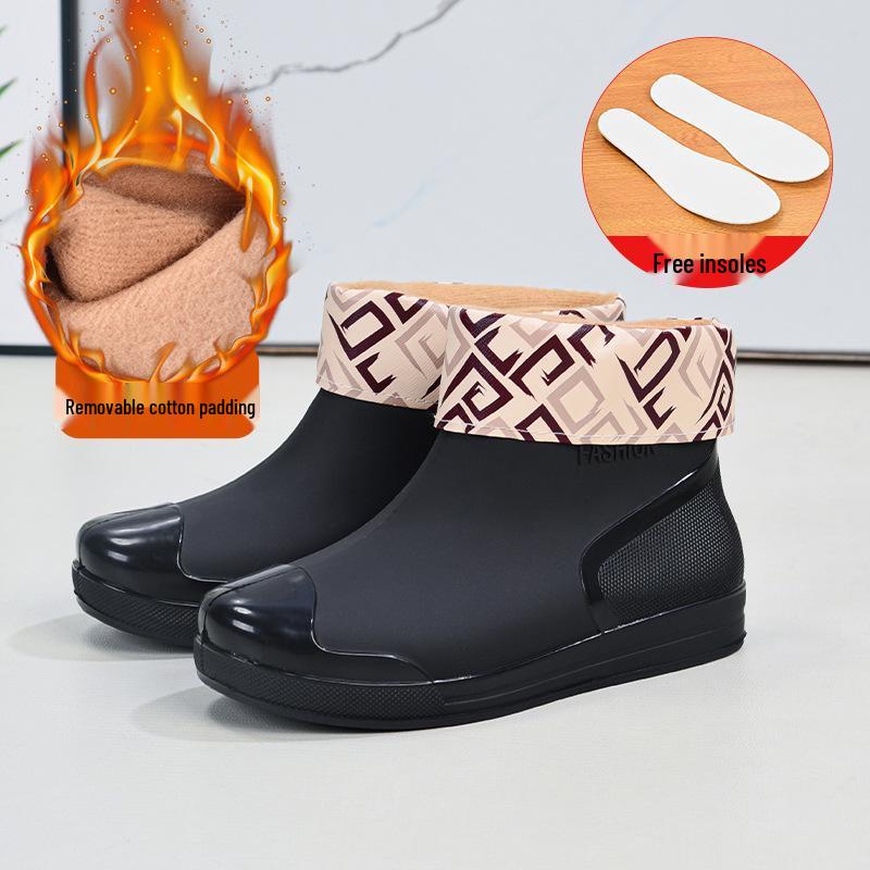 Damen Kurze Regenstiefel: Warme, rutschfeste, wasserdichte Gummischuhe für den Außenbereich