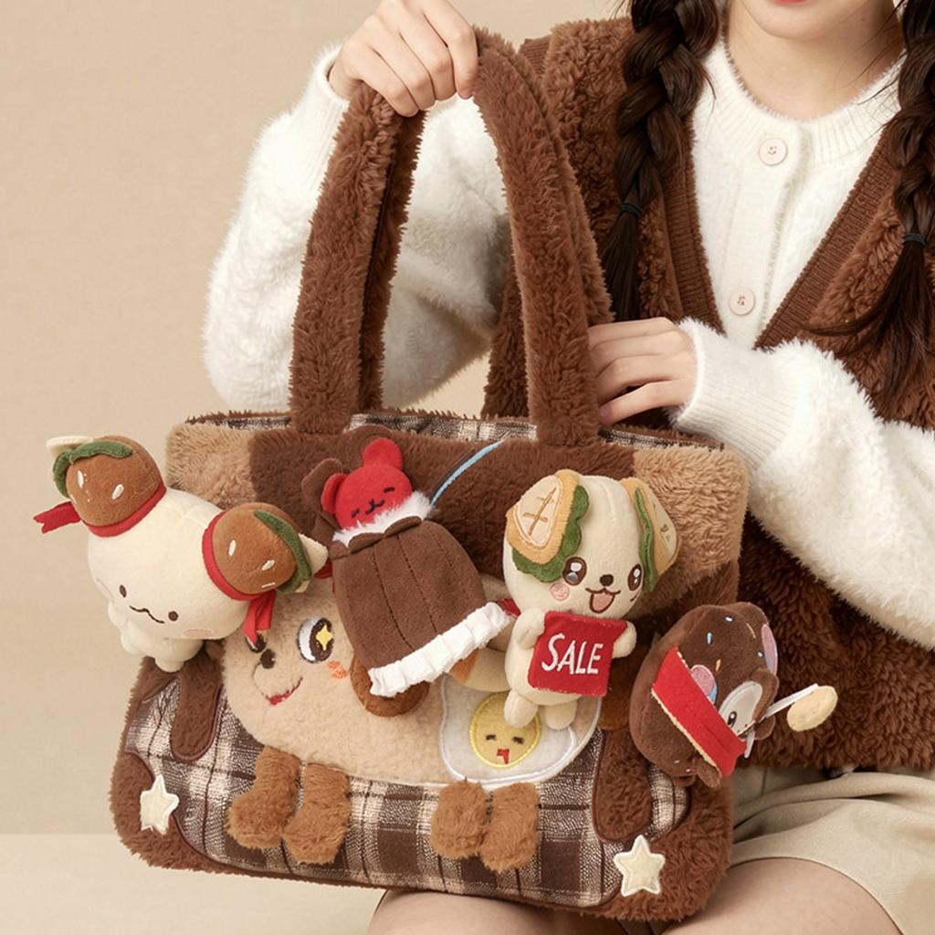 Cute Cartoon Hamburger Single-Shoulder Bag — Versatile Plush Handbag For Women And Girls